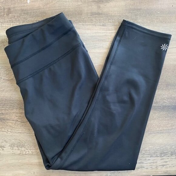 ATHLETA Capri Wide Waist Black Leggings Tights Small - Picture 2 of 13